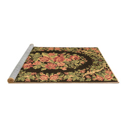 Sideview of Machine Washable Medallion Brown French Rug, wshtr921brn