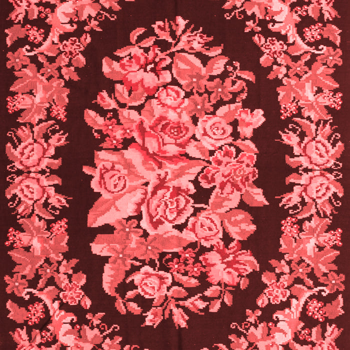 Machine Washable Medallion Red French Rug, wshtr921red