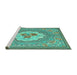 Sideview of Machine Washable Medallion Turquoise French Area Rugs, wshtr922turq
