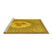 Sideview of Machine Washable Medallion Yellow French Rug, wshtr922yw