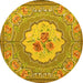 Round Medallion Yellow French Rug, tr922yw