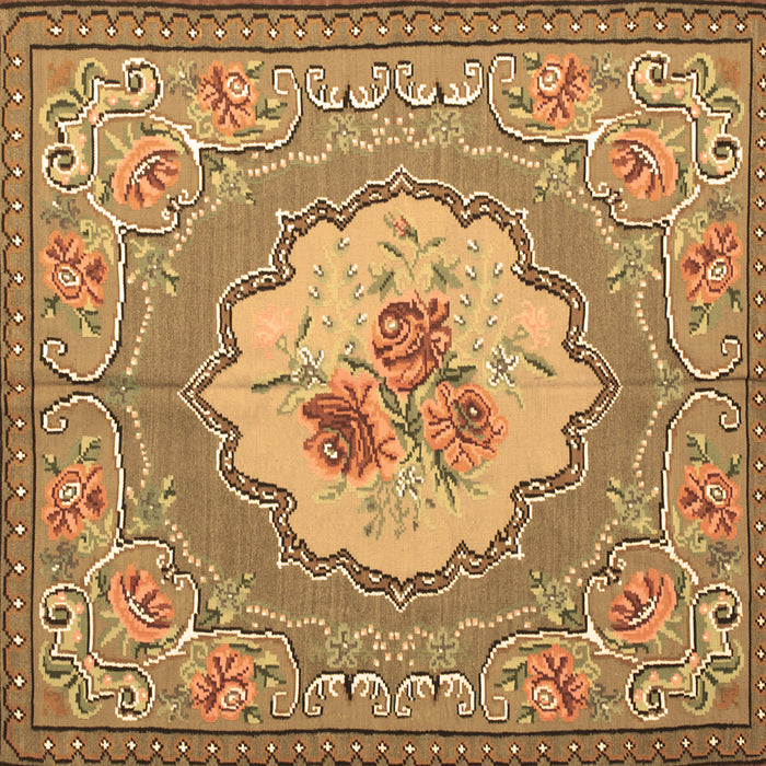 Square Medallion Brown French Rug, tr922brn