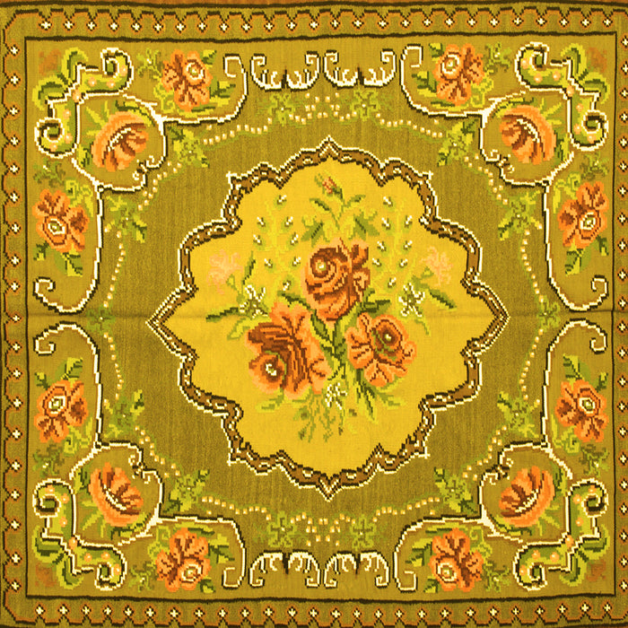 Square Medallion Yellow French Rug, tr922yw