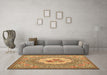 Machine Washable Medallion Brown French Rug in a Living Room,, wshtr922brn