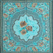 Square Medallion Light Blue French Rug, tr922lblu