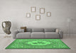 Machine Washable Medallion Emerald Green French Area Rugs in a Living Room,, wshtr922emgrn