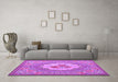 Machine Washable Medallion Purple French Area Rugs in a Living Room, wshtr922pur