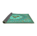 Sideview of Medallion Turquoise French Rug, tr922turq