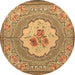 Round Medallion Brown French Rug, tr922brn