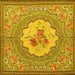 Square Machine Washable Medallion Yellow French Rug, wshtr922yw