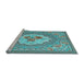 Sideview of Machine Washable Medallion Light Blue French Rug, wshtr922lblu