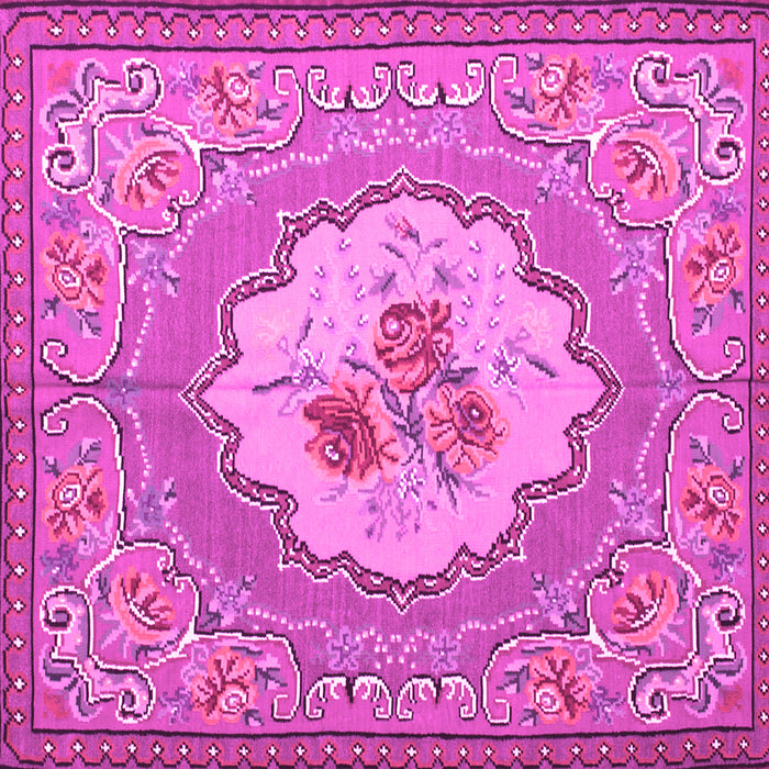 Square Machine Washable Medallion Pink French Rug, wshtr922pnk