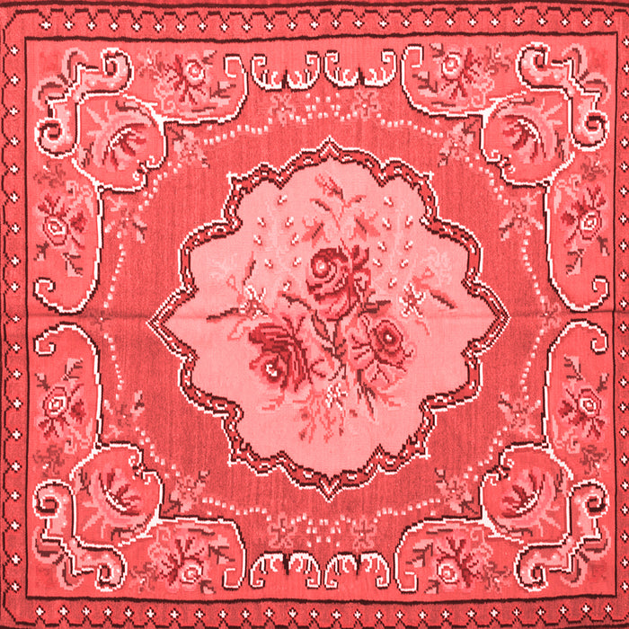 Machine Washable Medallion Red French Rug, wshtr922red