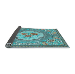 Sideview of Medallion Light Blue French Rug, tr922lblu