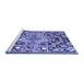 Sideview of Machine Washable Medallion Blue French Rug, wshtr923blu