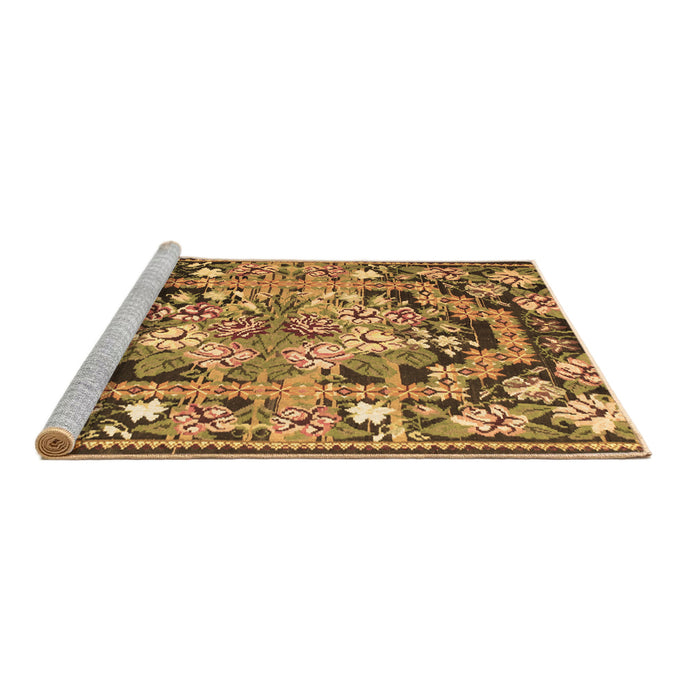 Sideview of Machine Washable Medallion Brown French Rug, wshtr923brn