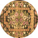 Round Medallion Brown French Rug, tr923brn