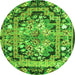 Machine Washable Medallion Green French Area Rugs, wshtr923grn