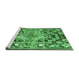 Sideview of Machine Washable Medallion Emerald Green French Area Rugs, wshtr923emgrn