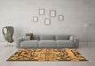 Machine Washable Medallion Brown French Rug in a Living Room,, wshtr923brn