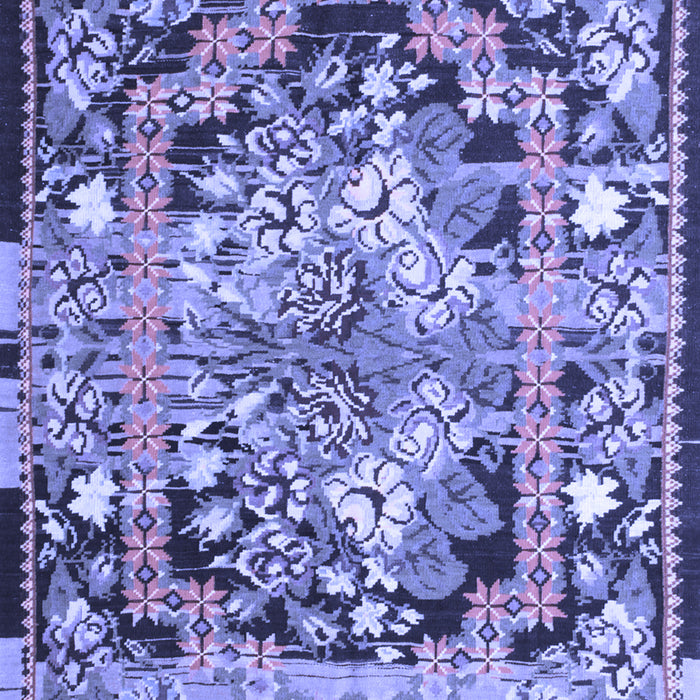 Machine Washable Medallion Blue French Rug, wshtr923blu