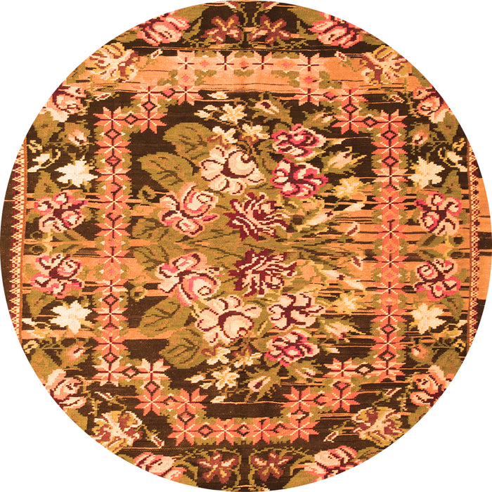 Machine Washable Medallion Orange French Area Rugs, wshtr923org