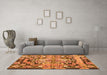 Machine Washable Medallion Orange French Area Rugs in a Living Room, wshtr923org