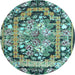 Round Medallion Light Blue French Rug, tr923lblu