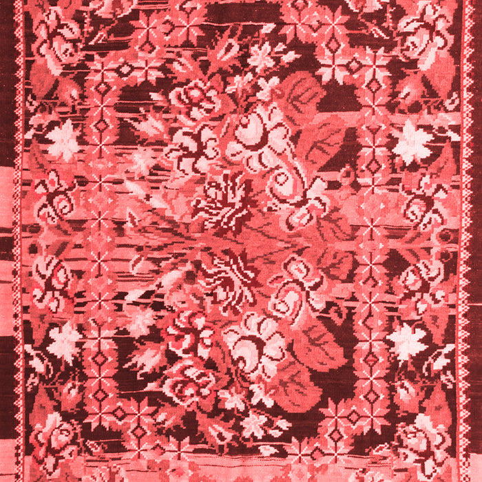 Machine Washable Medallion Red French Rug, wshtr923red