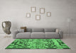 Machine Washable Medallion Emerald Green French Area Rugs in a Living Room,, wshtr923emgrn
