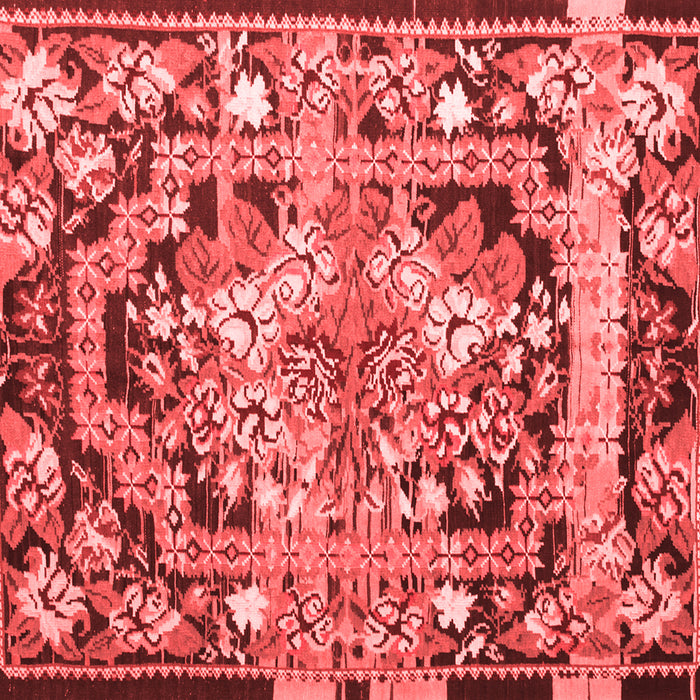 Machine Washable Medallion Red French Rug, wshtr923red