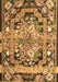 Machine Washable Medallion Brown French Rug, wshtr923brn