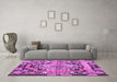 Machine Washable Medallion Purple French Area Rugs in a Living Room, wshtr923pur