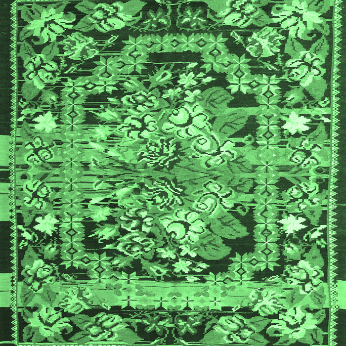 Square Machine Washable Medallion Emerald Green French Area Rugs, wshtr923emgrn