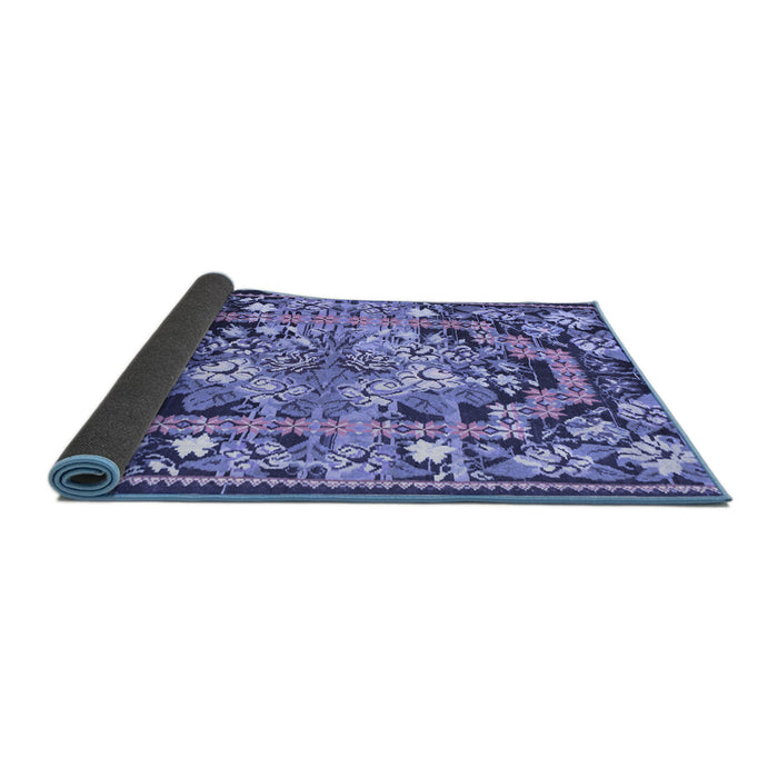 Sideview of Medallion Blue French Rug, tr923blu