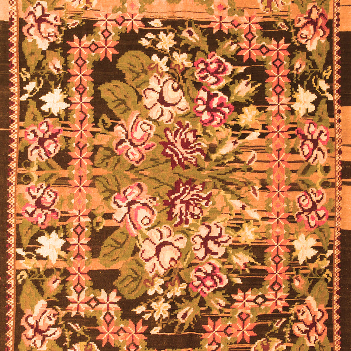 Serging Thickness of Machine Washable Medallion Orange French Area Rugs, wshtr923org