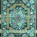 Square Medallion Light Blue French Rug, tr923lblu