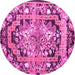 Round Medallion Pink French Rug, tr923pnk