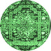 Round Medallion Emerald Green French Rug, tr923emgrn