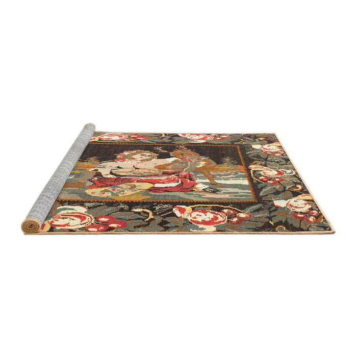 Sideview of Machine Washable Traditional Dark Sienna Brown Rug, wshtr924