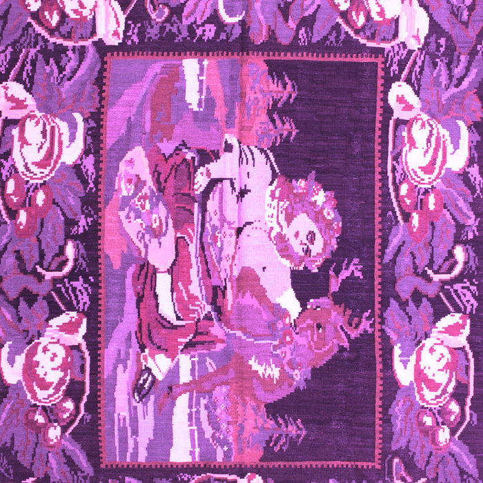 Machine Washable Medallion Purple French Area Rugs, wshtr924pur