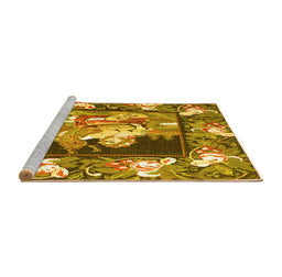 Sideview of Machine Washable Medallion Yellow French Rug, wshtr924yw