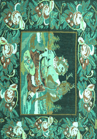 Medallion Turquoise French Rug, tr924turq