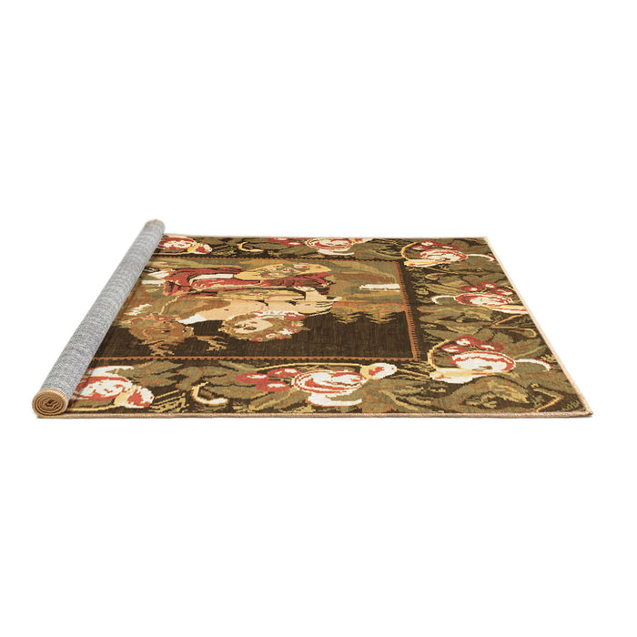 Sideview of Machine Washable Medallion Brown French Rug, wshtr924brn