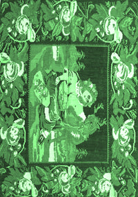 Medallion Emerald Green French Rug, tr924emgrn