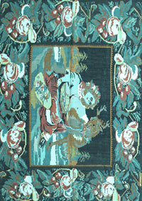 Medallion Light Blue French Rug, tr924lblu