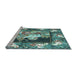 Sideview of Machine Washable Medallion Light Blue French Rug, wshtr924lblu