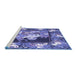 Sideview of Machine Washable Medallion Blue French Rug, wshtr924blu