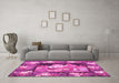 Machine Washable Medallion Pink French Rug in a Living Room, wshtr924pnk