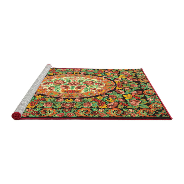 Sideview of Machine Washable Traditional Tomato Red Rug, wshtr925